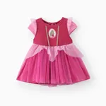 迪士尼公主嬰兒/幼兒女孩 1 件 Naia™ 橢圓形人物印花設計泡泡袖網眼連衣裙 玫瑰