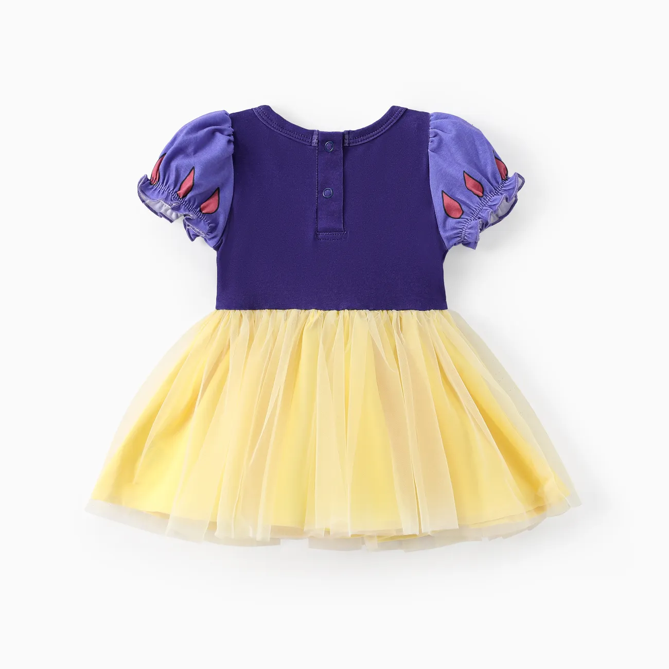 迪士尼公主嬰兒/幼兒女孩 1 件 Naia™ 橢圓形人物印花設計泡泡袖網眼連衣裙 深藍 big image 1