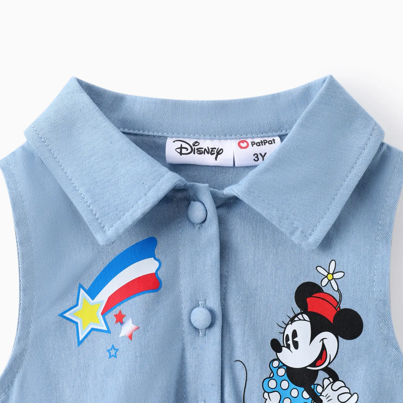 Disney Mickey and Friends Toddler Girls Independence Day 1pc Star Character Print Denim-like Sleeveless Dress DENIMBLUE big image 1