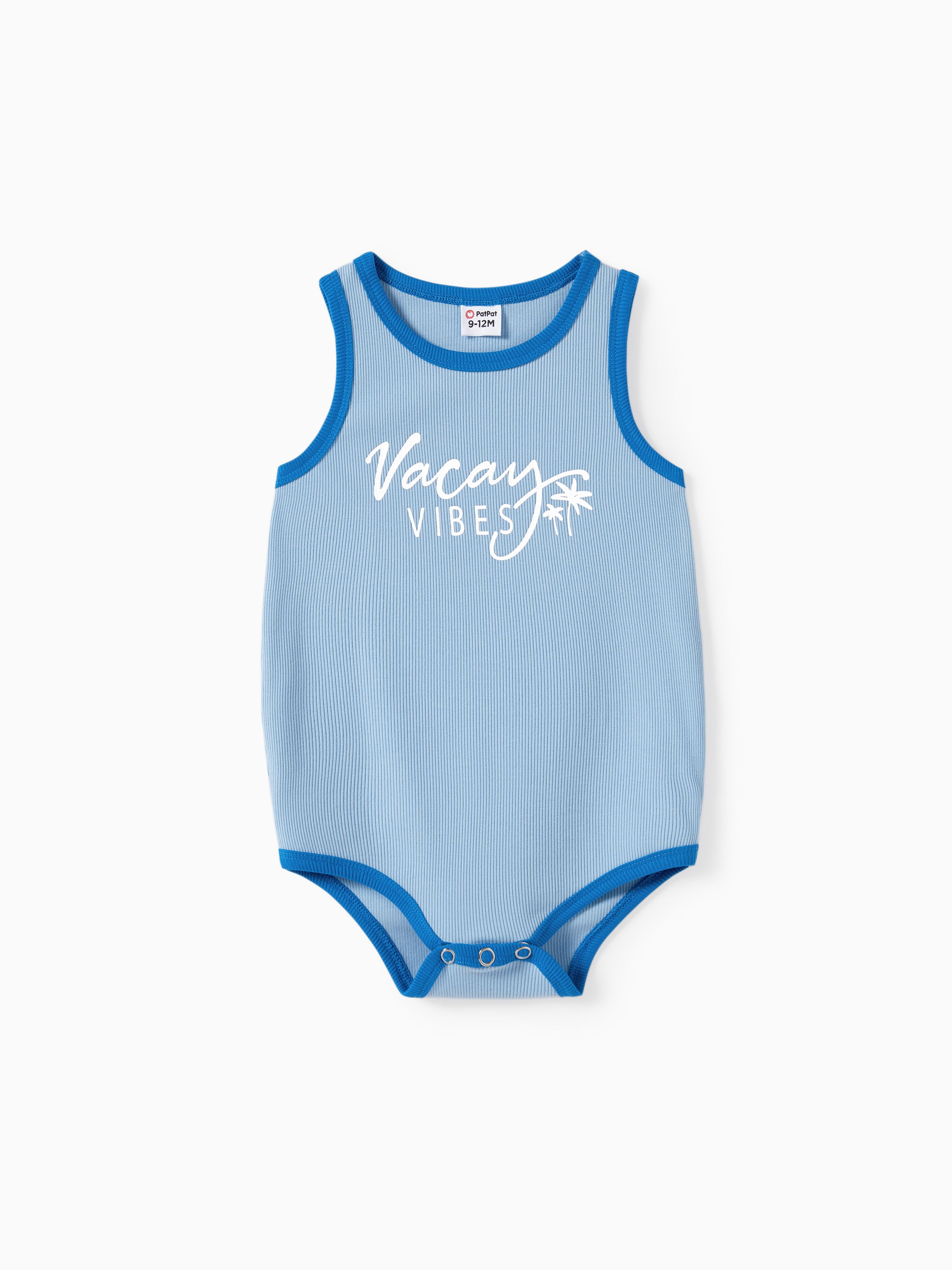 

Mommy and Me Matching Vacation Vibe Light Blue Sleeveless Ribbed Tank Top