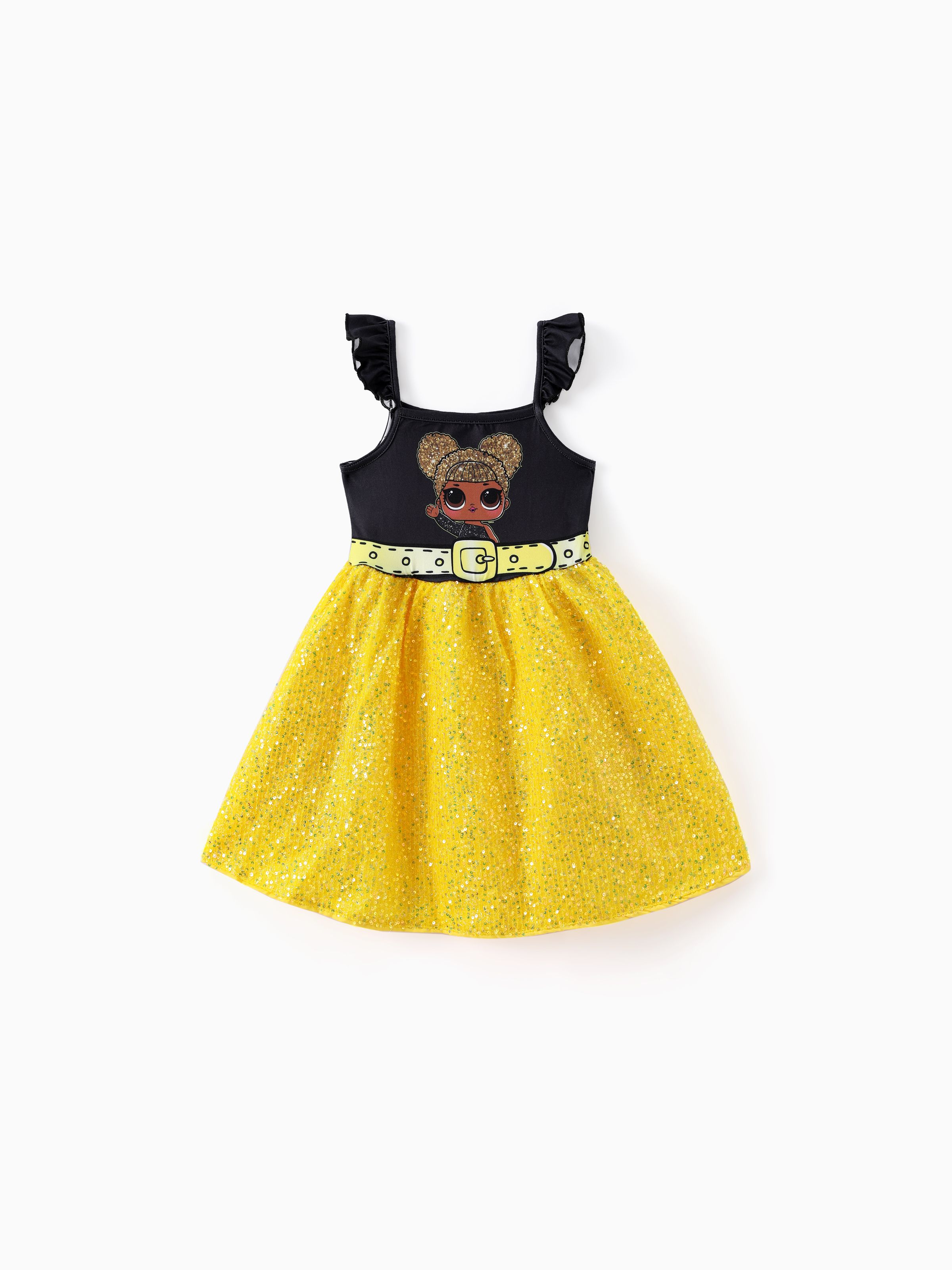 

L.O.L. SURPRISE! Toddler/Kid 1pc Character Print Flutter-sleeve Sequins Dress