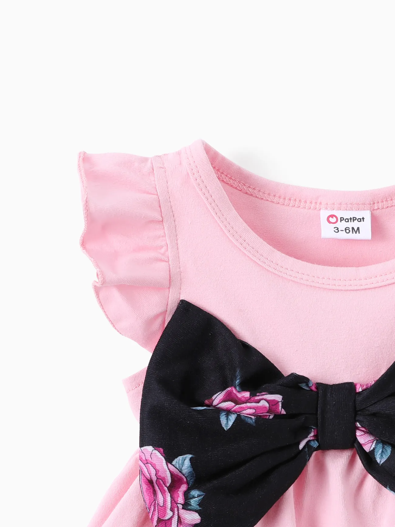 2pcs Baby/Toddler Girl Sweet Bowknot Flutter-sleeve Top and Floral Print Leggings Set Pink big image 1