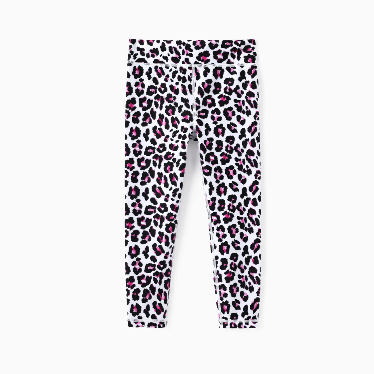 Ensemble de 2 leggings à imprimé uni et léopard pour tout-petit/enfant fille Noir big image 1