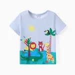 Criança Menino Infantil Girafa Manga curta T-shirts Cinzento