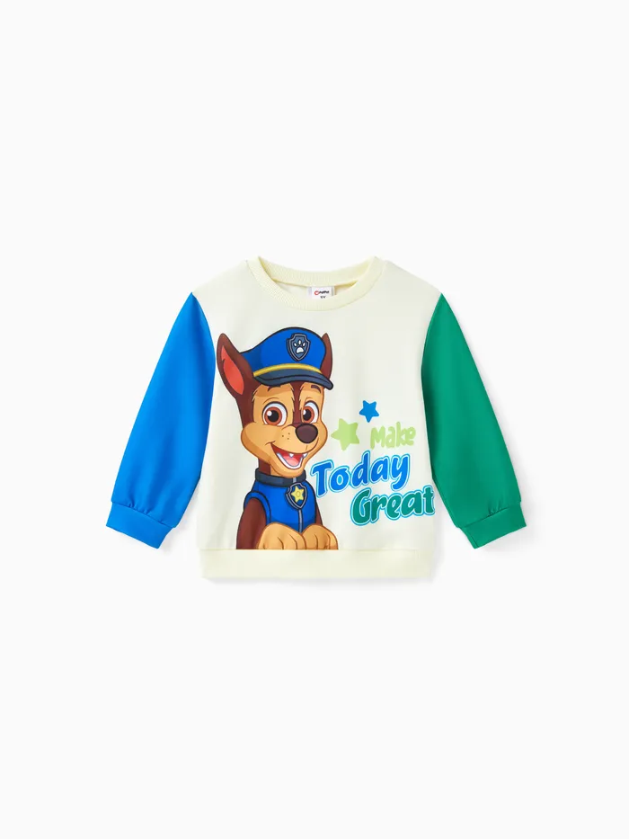 sudadera de algodón con bloques de colores y estampado de personajes de la patrulla canina para niños pequeños y niñas