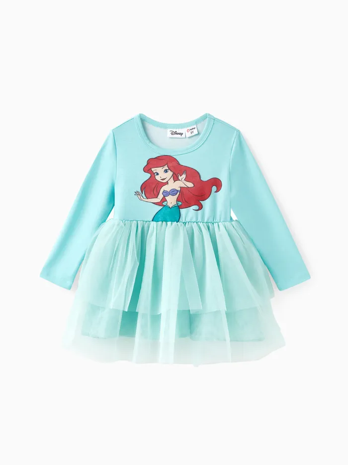 Disney Princess Toddler Girl Character Naia™ Print Long-sleeve Mesh Overlay Fairy Tulle Dress