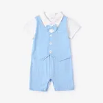 2 Stück Baby Jungen Revers Klassisch Kurzärmelig Baby-Overalls blau