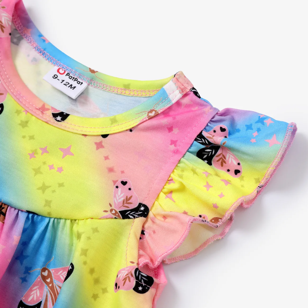 Baby Girl Sweet Animal Pattern Flutter Sleeve Dress Colorful big image 1
