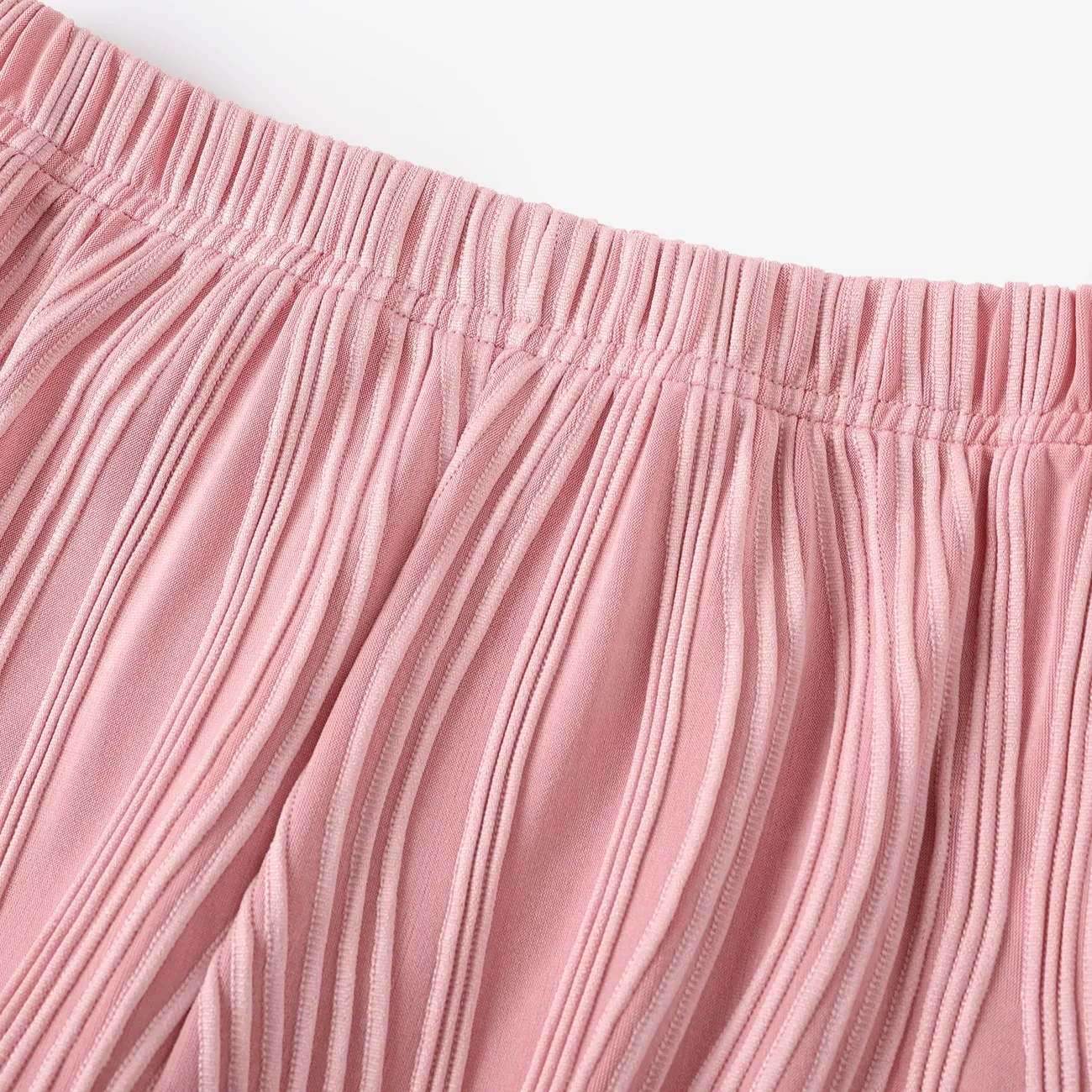 Kid Girl's Cool Breathable Wave Pattern Sweatpants Pink big image 1