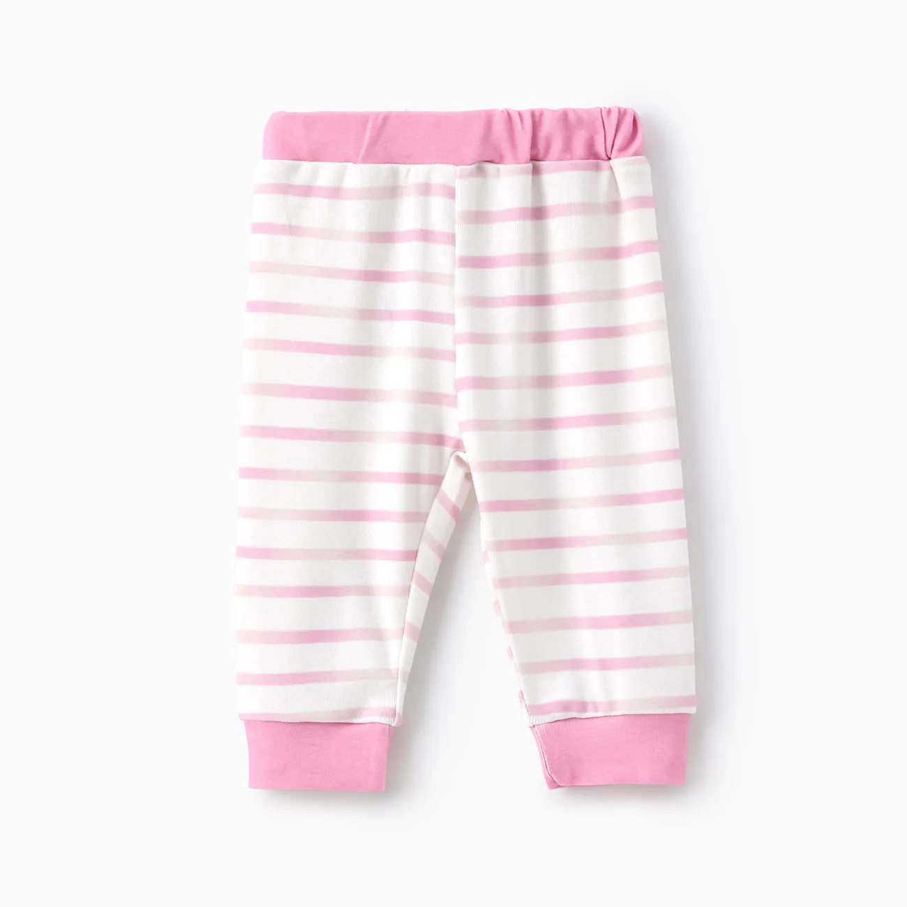 Disney Stitch Baby Girls/Boys 2pcs Naia™ Character Striped Print Long-sleeve Romper with Pants Set Pink big image 1