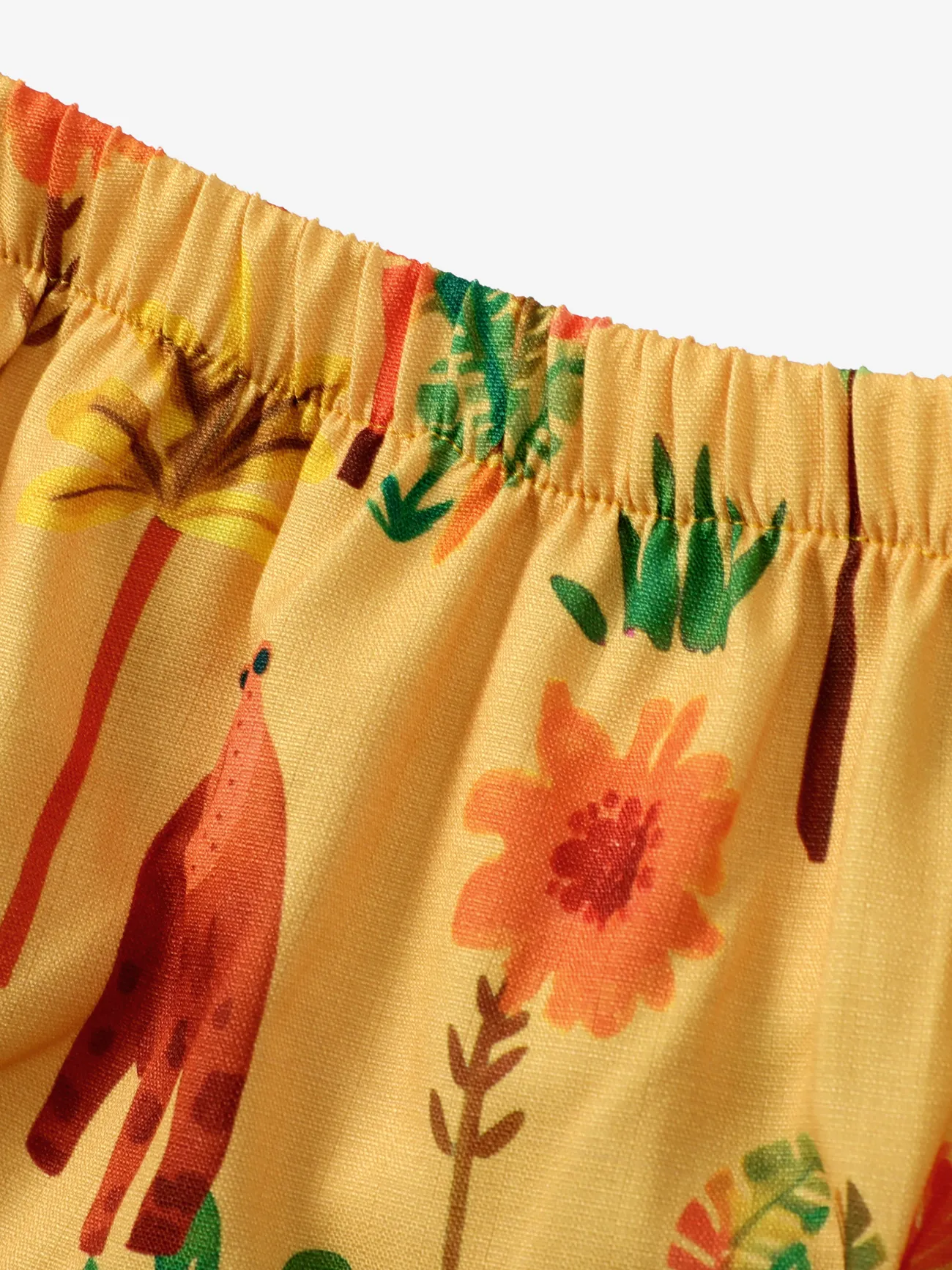 2pcs Baby Girl Sweet Animal Pattern Hanging Strap Bodysuit Set Yellow big image 1