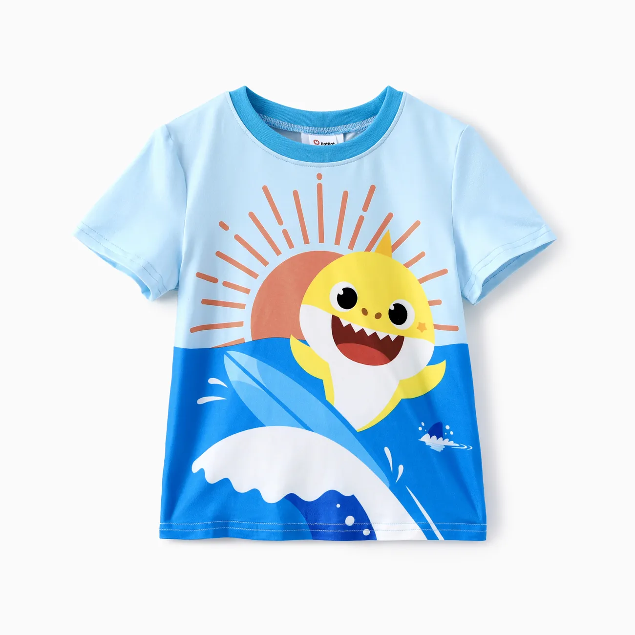 Baby Shark 2 unidades Criança Menino Infantil conjuntos de camisetas Azul big image 1