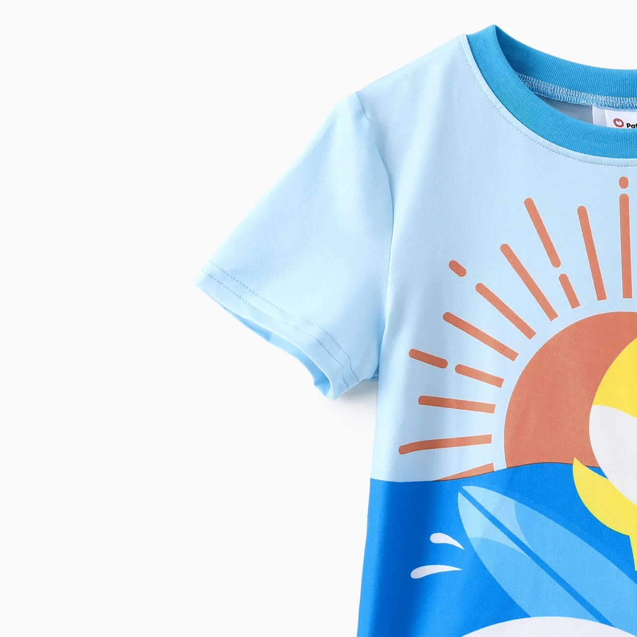 Baby Shark Toddler Boys 2pcs Sunshine Surfing Shark Print Tee with Shorts Set Blue big image 1