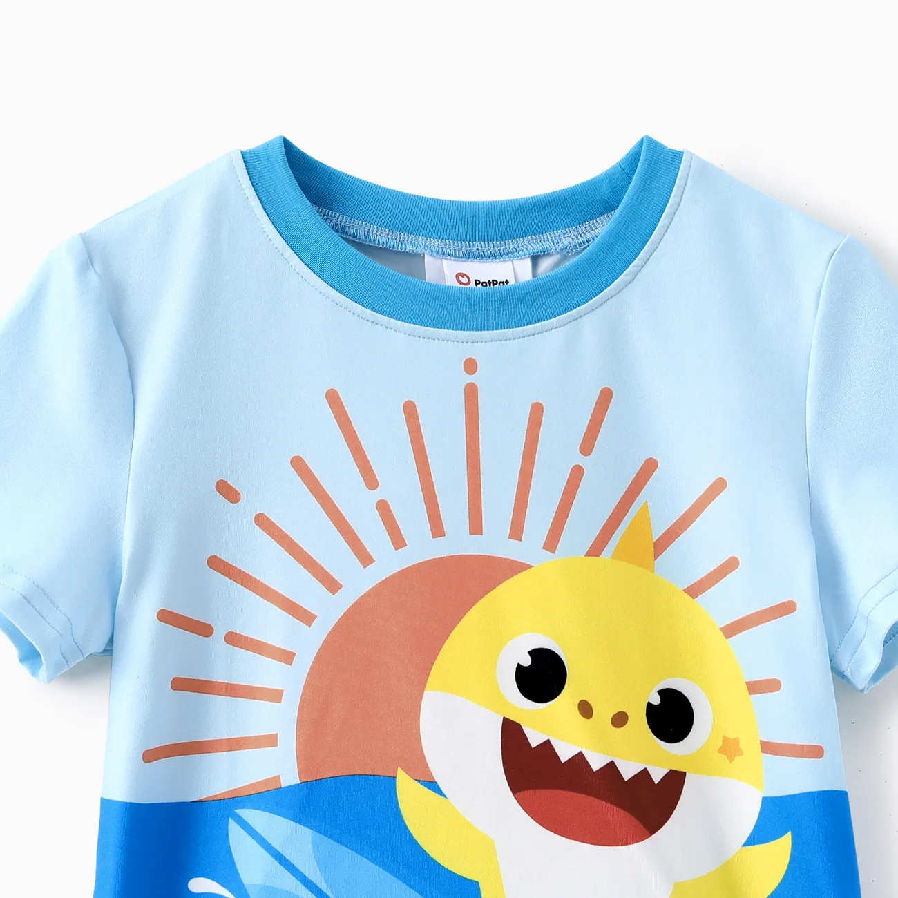 Baby Shark 2 unidades Criança Menino Infantil conjuntos de camisetas Azul big image 1