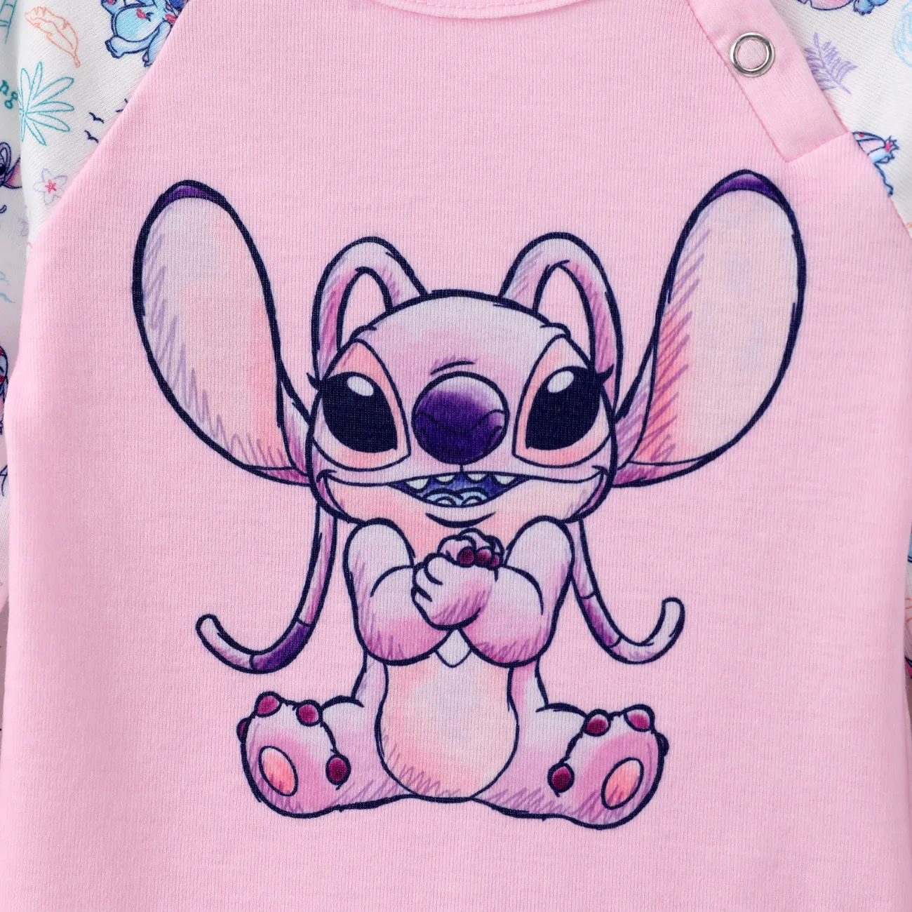 Disney Stitch Baby Boys/Girls 2pcs Naia™ Character Print Long-sleeve Romper with Pants Set Pink big image 1
