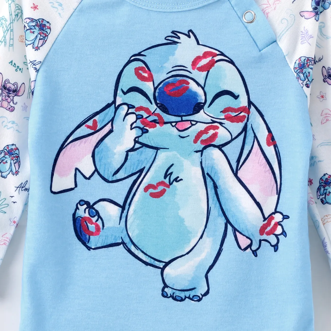Puntada Disney 2 unidades Bebé Unisex Costura de tela Infantil Manga larga Conjuntos de bebé Azul big image 1
