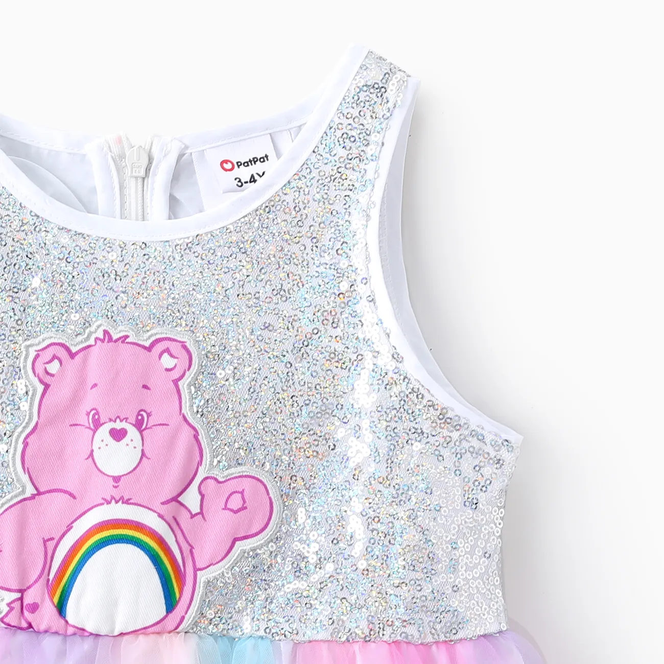 Care Bears Toddler/Kids Girls 1pc Character Print Sequin Mesh Sleeveless Dress Multi-color big image 1