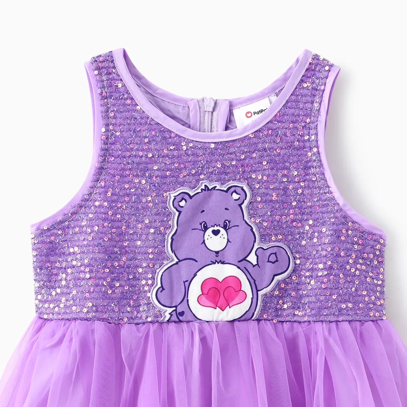 Care Bears Toddler/Kids Girls 1pc Character Print Sequin Mesh Sleeveless Dress Purple big image 1