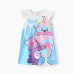 Care Bears Toddler Girls 1pc Rainbow Cupcake with Character Print Flutter-sleeve Dress Blue