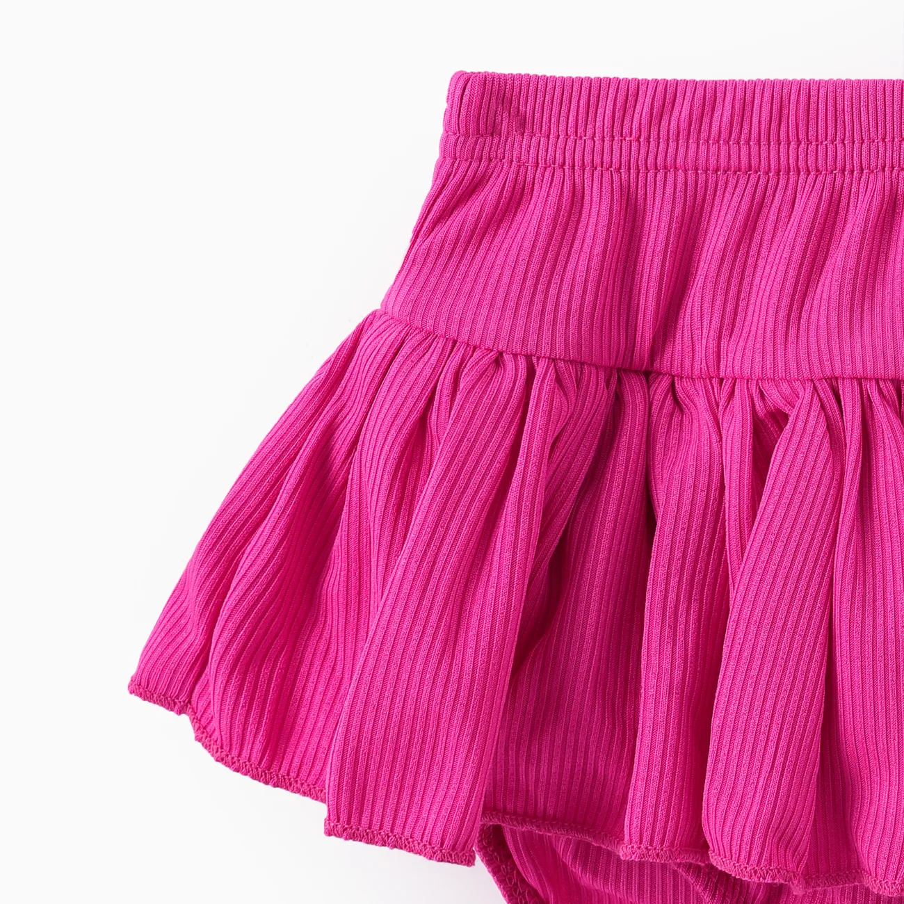Baby Girl 2pcs Bowknot Crop Camisole and Ruffled Shorts Set Roseo big image 1