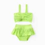Baby Girl 2pcs Bowknot Crop Camisole and Ruffled Shorts Set Green