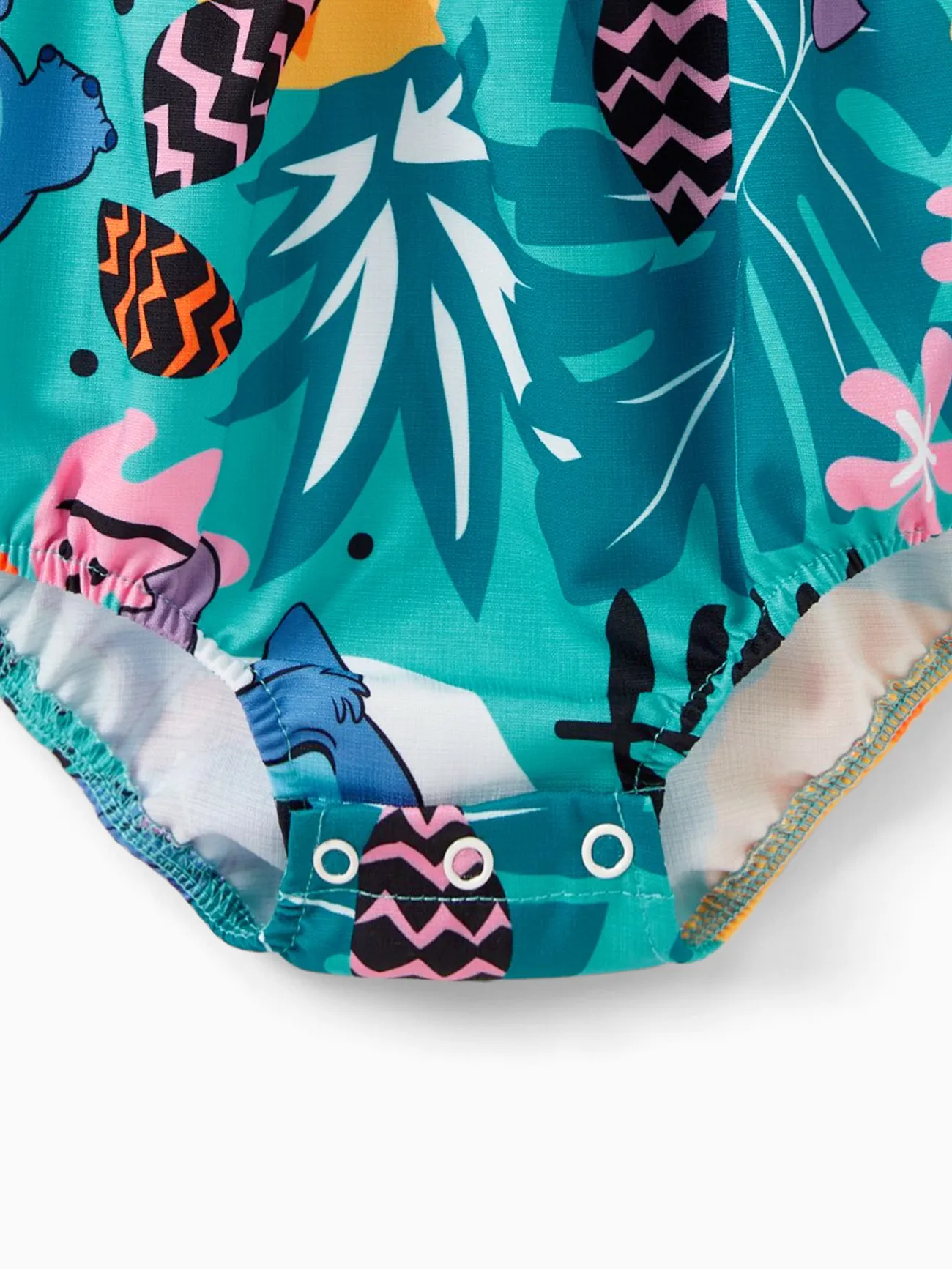 Baby Girl - Disney Stitch Tee Shirts(Cotton)/ Dresses for Family - Tropical Flower and Plant Hawaii Style - Green - image 15