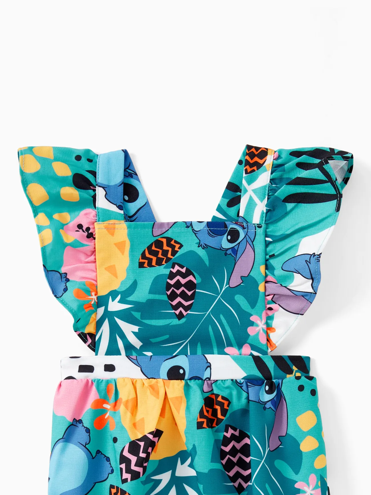 Baby Girl - Disney Stitch Tee Shirts(Cotton)/ Dresses for Family - Tropical Flower and Plant Hawaii Style - Green - image 13