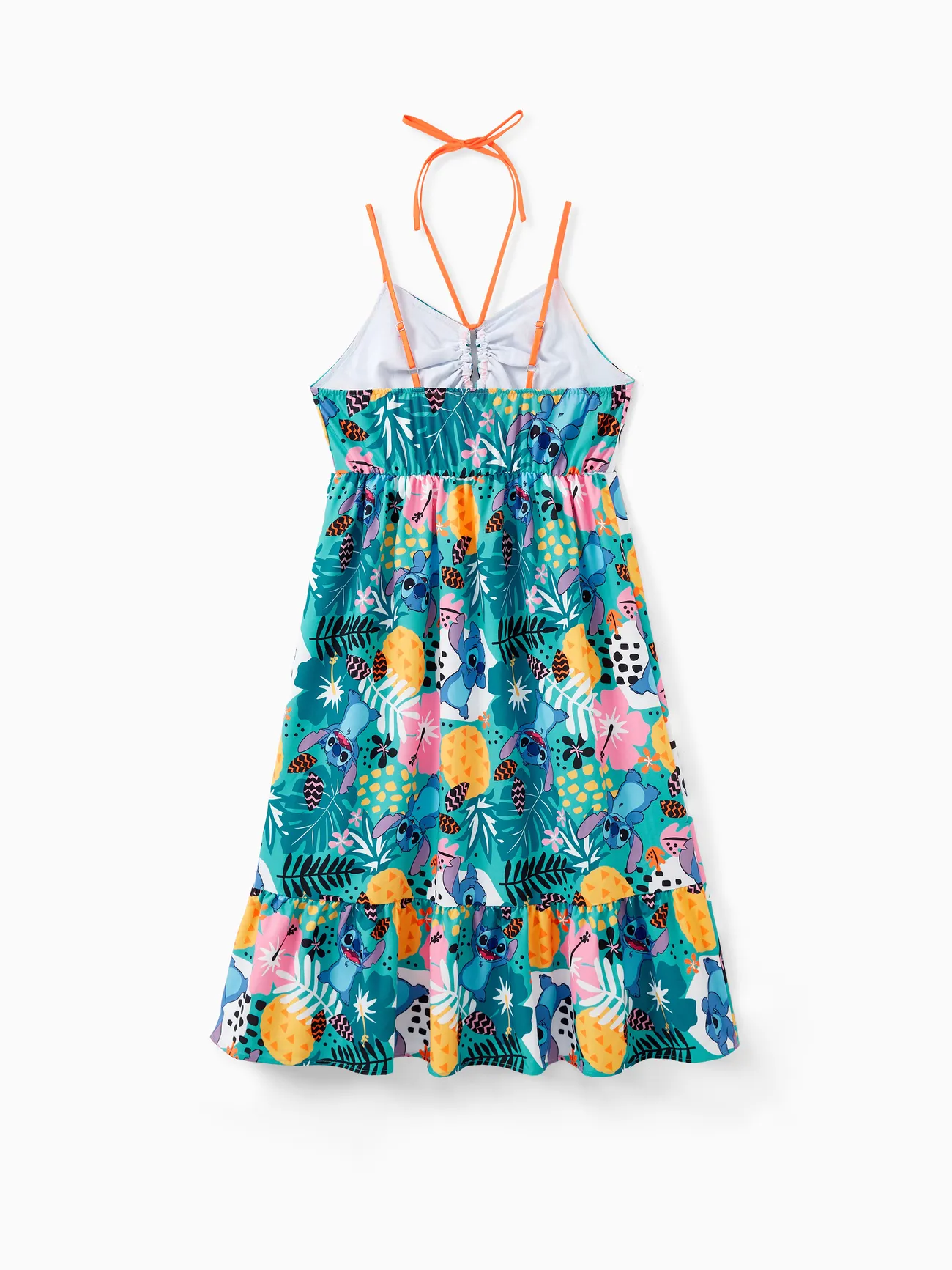 Disney Stitch Family Matching Tropical Flower and Plant Hawaii Style Sleeveless Halter Dress/Cotton Tee Green big image 1