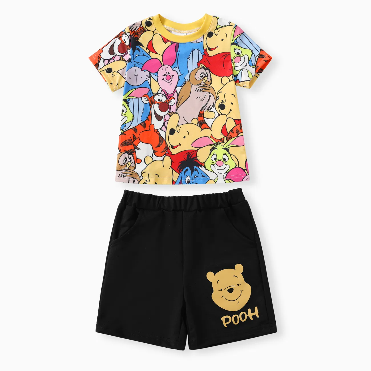 Disney Winnie the Pooh 2 unidades Criança Menino Infantil conjuntos de camisetas Amarelo big image 1