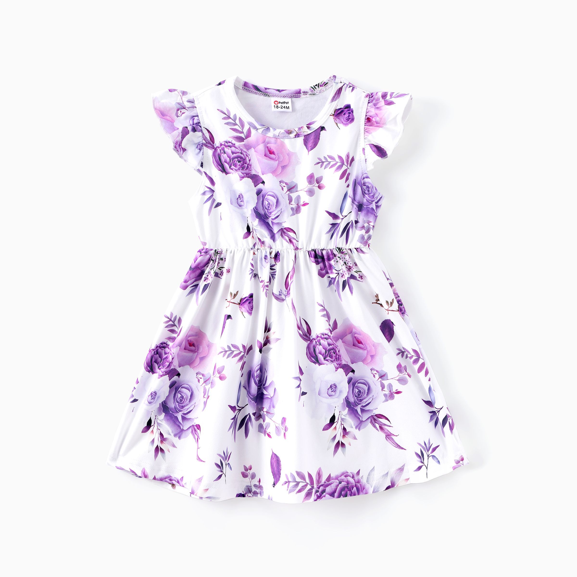 

Toddler Girl Sweet Flutter-sleeve Floral Dress