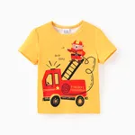 Criança Menino Costuras de tecido Infantil Manga curta T-shirts Amarelo