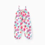 Baby Girl All Over Colorful Floral Print Spaghetti Strap Jumpsuit Multi-color