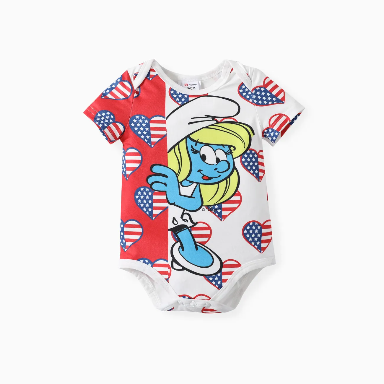 The Smurfs Baby Girls/Boys Independence Day 1pc Character Print Onesie Red big image 1