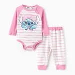 Disney Stitch Baby Girls/Boys 2pcs Naia™ Character Striped Print Long-sleeve Romper with Pants Set Pink