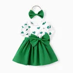 2 unidades Bebé Costura de tela Dulce Manga corta Vestido Verde