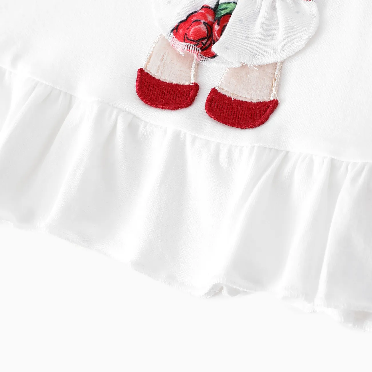Baby-/Kleinkindmädchen 2-teiliges Rüschenoberteil mit Bärendruck und geblümtes Leggings-Set rot big image 1