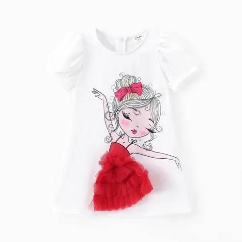 Kleinkind-Mädchen-Charakter 3D-Mesh-gespleißtes Kleid