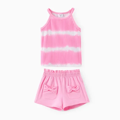 Toddler Boy/Girl 2pcs Camisole Tie-dyed e Bow Design Shorts Set