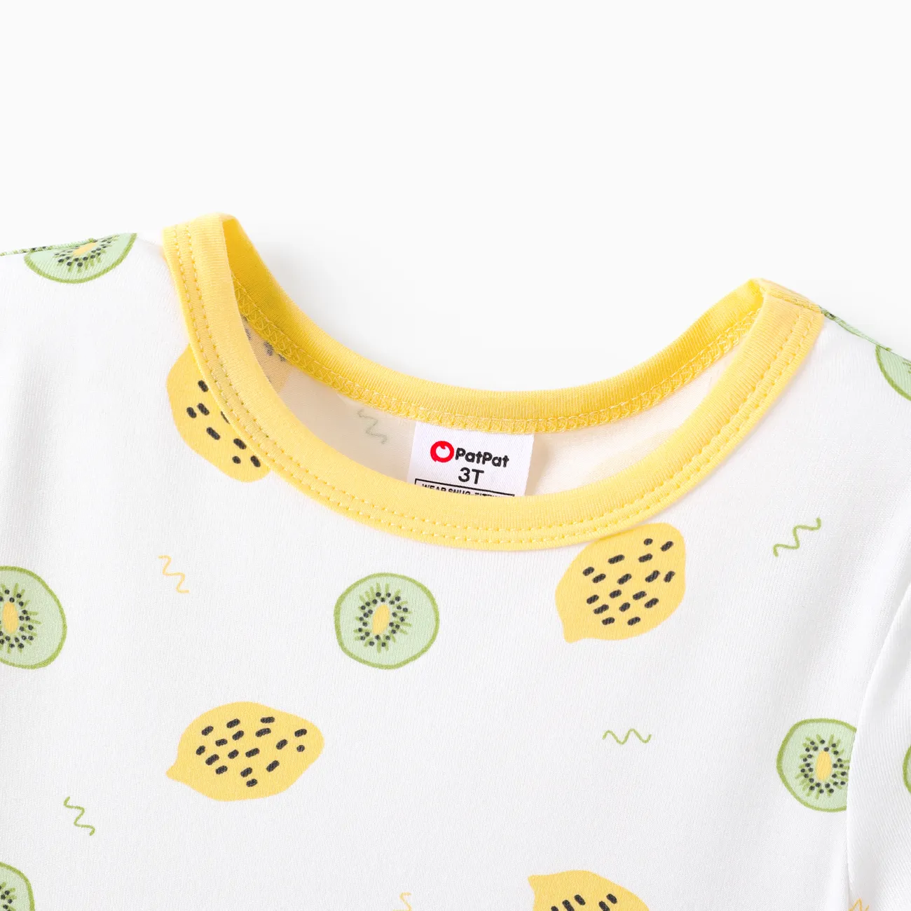 Toddler Boy 3pcs Fruit Print Bamboo Fiber Pijama Tee e calças com máscara de olho Set off white big image 1