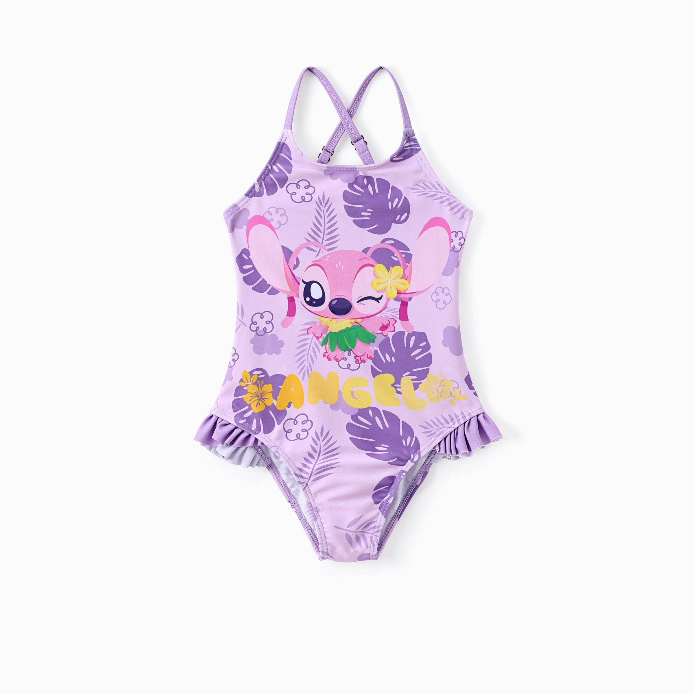 

Disney Stitch Baby/Toddler Girls 1pc Character Floral Plant Print Ruffle-hem Swimsuit