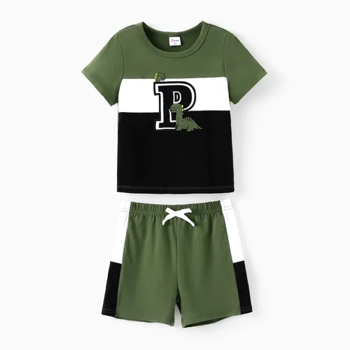 Kleinkind Junge/Mädchen 2pcs Colorblock T-Shirt und Shorts Set