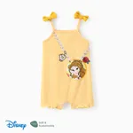 Disney Princess Baby Girls Belle 1pc Naia™ Pearl-Embellished Crossbody Pattern with Character Print Bowknot Strap Sleeveless Jumpsuit Yellow