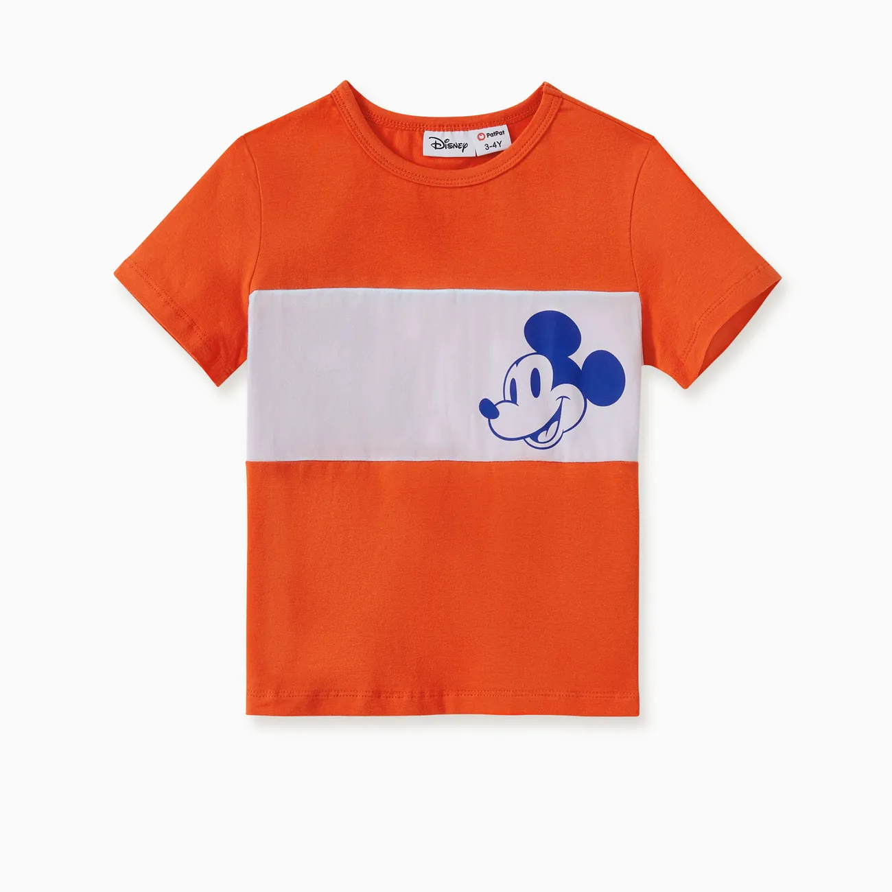 Disney Mickey and Friends Family Matching Floral Peach Mickey Print Cotton Tee/Sleeveless Ruffle Dress/Onesie Orange red big image 1