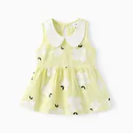 100% Cotton Baby Girl Peter Pan Collar Floral Print Tank Dress Yellow