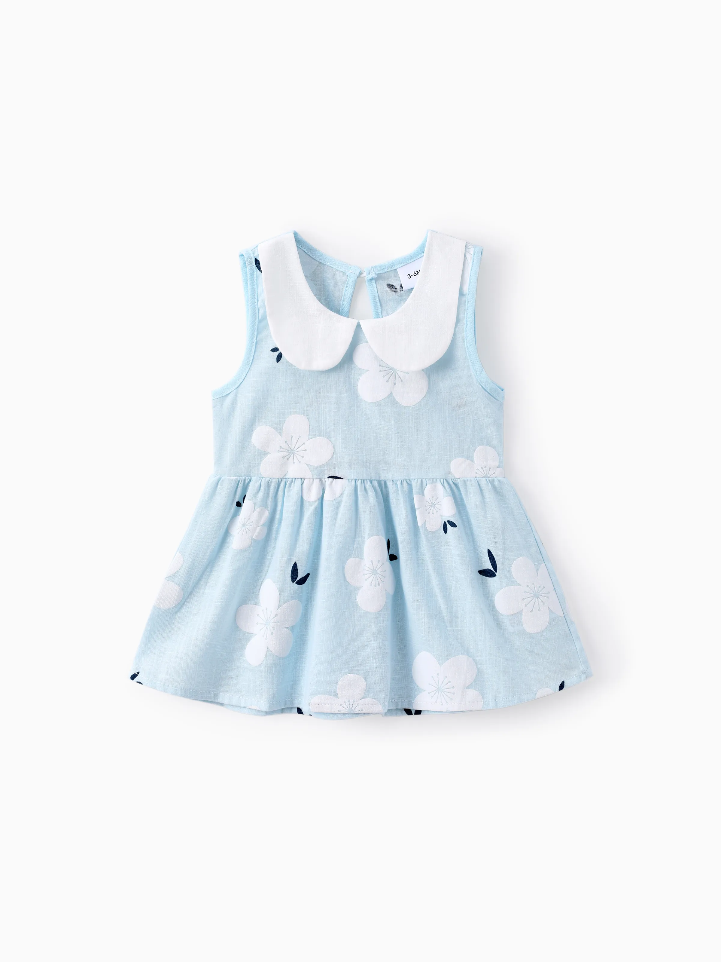 

100% Cotton Baby Girl Peter Pan Collar Floral Print Tank Dress