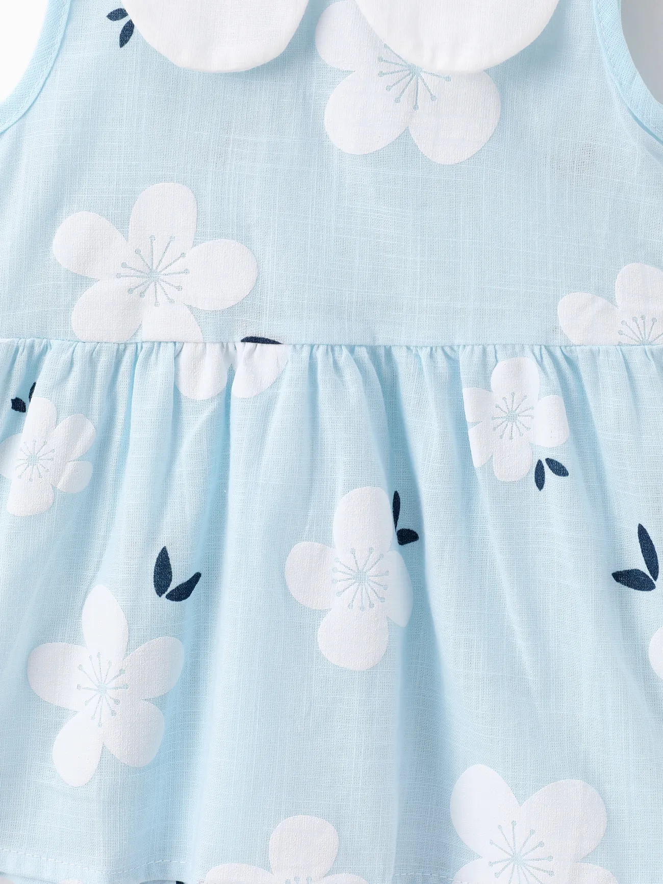 Blue - Baby Girl Clothing 100% Cotton Peter Pan Collar Floral Print Tank Dress - image 4
