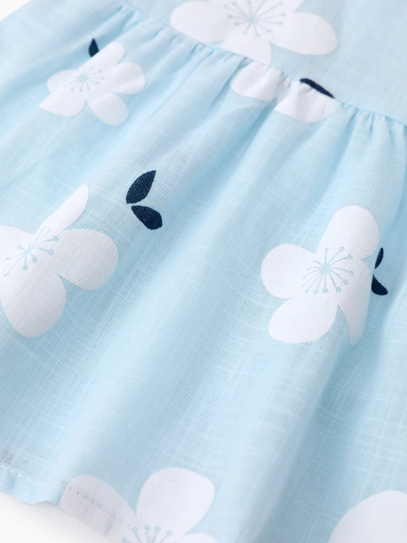 Blue - Baby Girl Clothing 100% Cotton Peter Pan Collar Floral Print Tank Dress - image 6