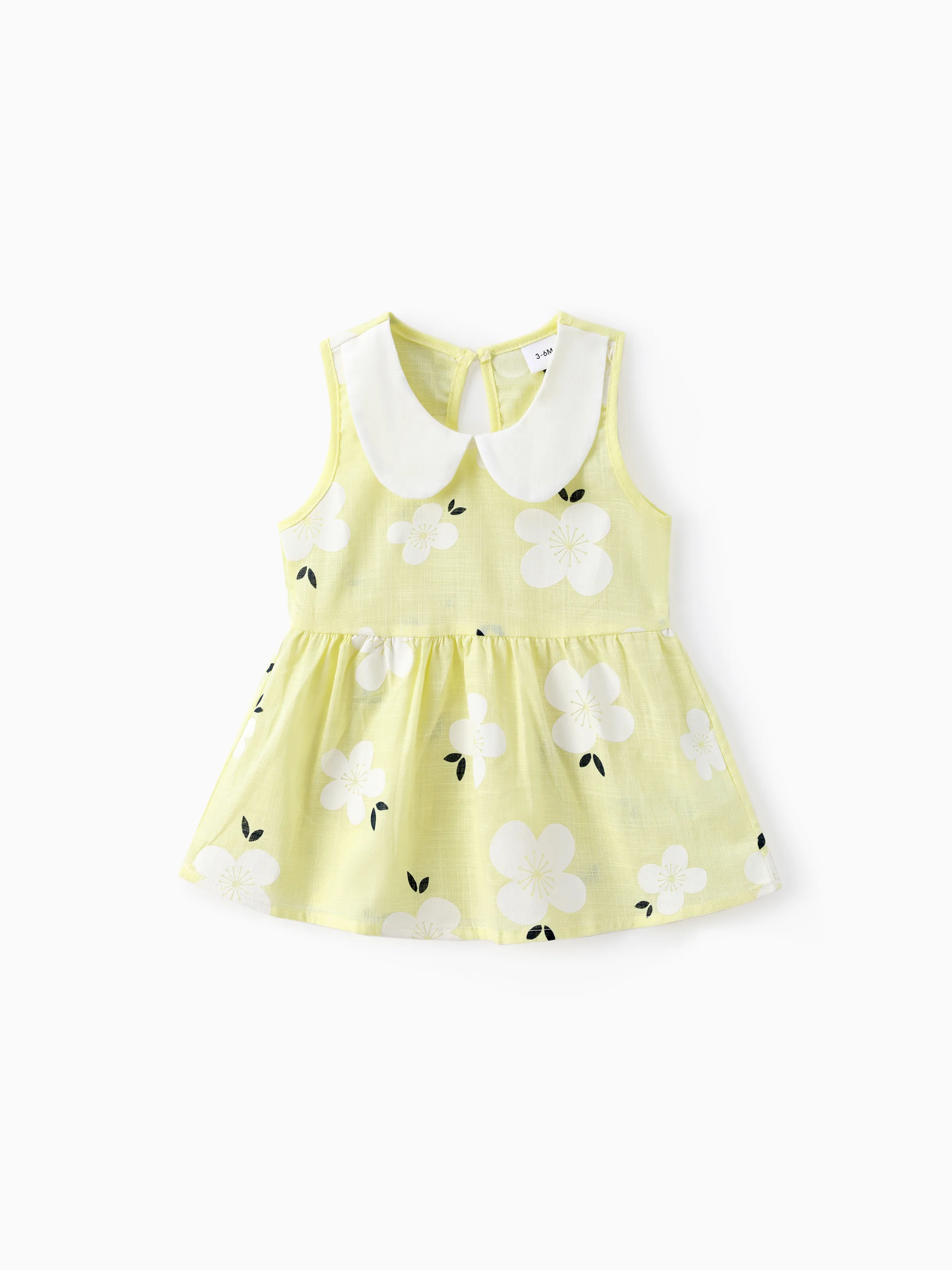 Baby Girl Clothing 100% Cotton Peter Pan Collar Floral Print Tank Dress