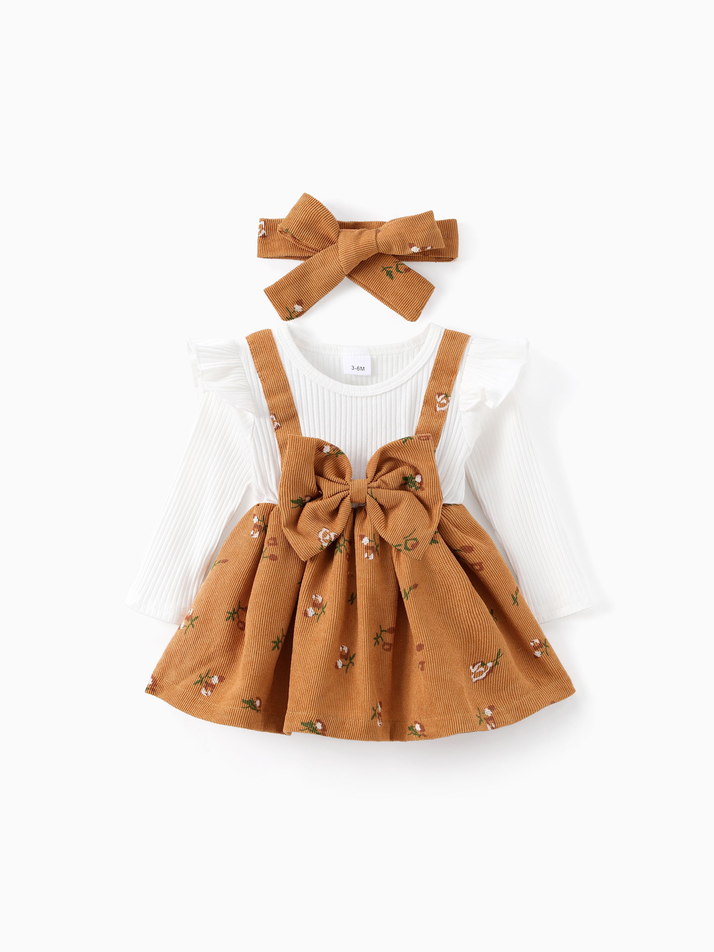 

2pcs Baby Girl Floral Print Combo Dress with Headband Set
