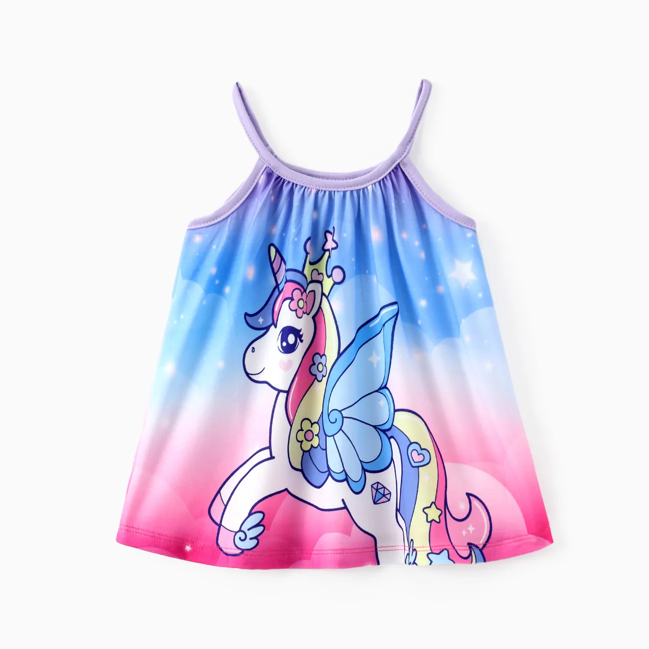 Sweet Butterfly Hanging Strap Sleeveless Baby Girl Dress, 1pcs, Polyester, Animal Pattern